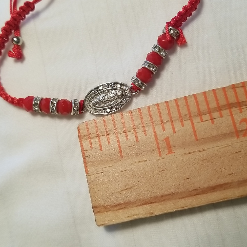 Silver Red Rhinestone Religious Bracelet - Picture 3 of 3